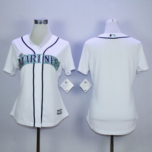 Mariners Blank White Women's Fashion Stitched MLB Jersey - Click Image to Close
